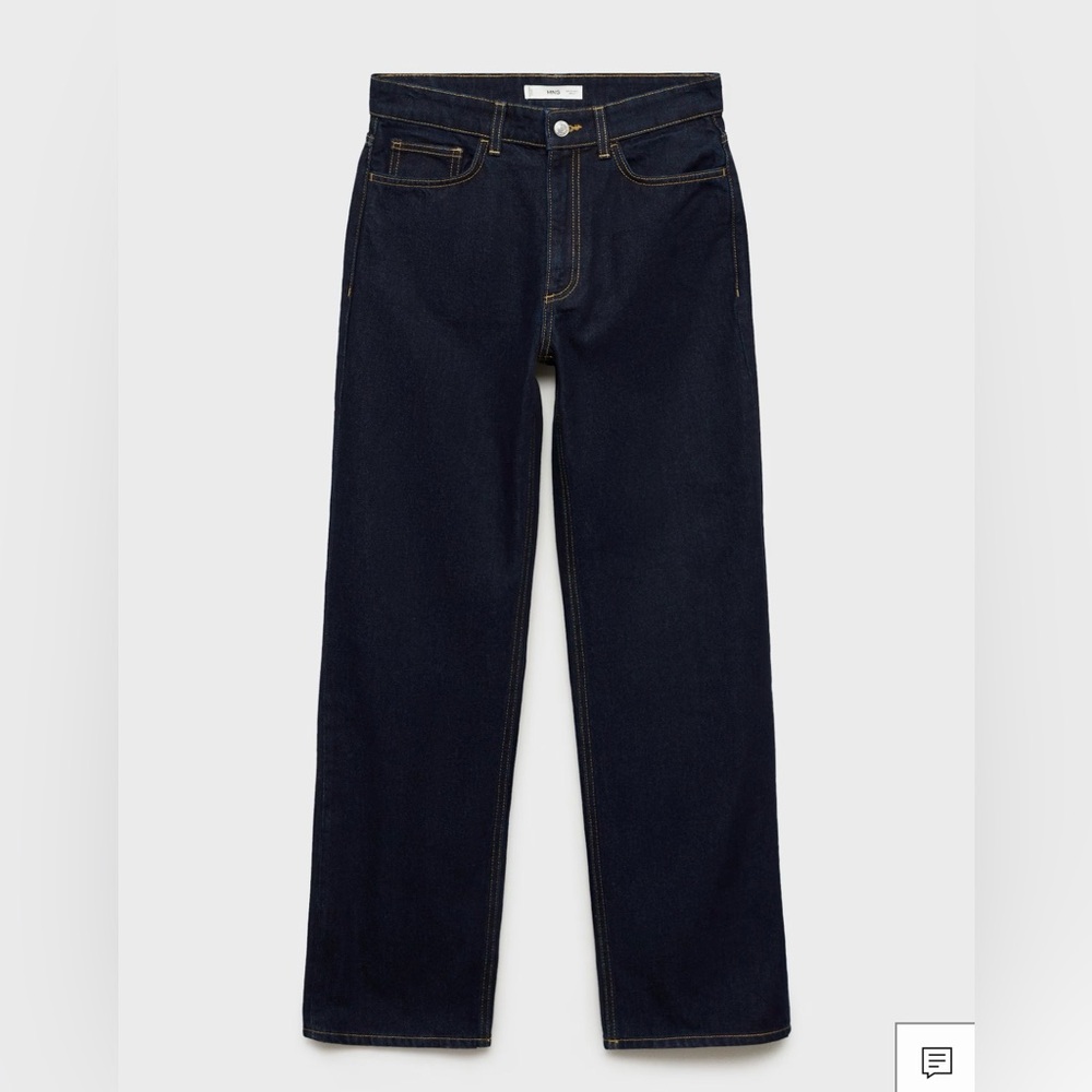 MANGO High-Waisted StraightFit Dark Rinse-Wash Jeans